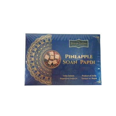 PINEAPPLE Soan Papdi, Bharat Bazaar (Соан Папди со вкусом АНАНАСА, индийские сладости из нутовой муки, Бхарат Базар), 250 г. - СРОК ГОДНОСТИ ДО 31 МАЯ 2025 ГОДА