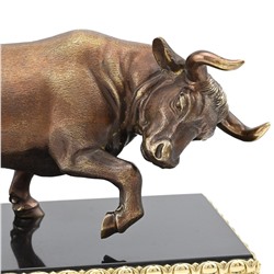 Статуэтка из бронзы Бык на змеевике 225*115*150мм