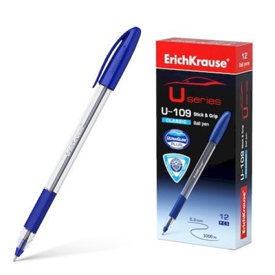 Ручка шариковая U-109 Classic Stick Grip Ultra Glide Technology синяя 1.0мм 53742 ErichKrause
