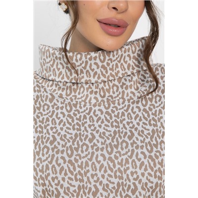 Платье трикотажное Никс (бежевый лео) П14279-4М