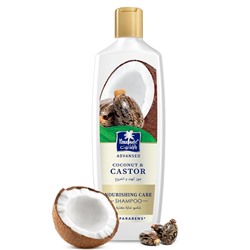 Coconut & Castor Shampoo NOURISHING CARE, Parachute (ПИТАТЕЛЬНЫЙ шампунь с кокосом и касторовым маслом, без парабенов, Парашют), 340 мл.