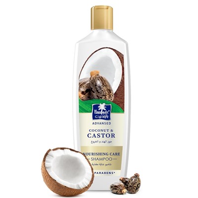 Coconut & Castor Shampoo NOURISHING CARE, Parachute (ПИТАТЕЛЬНЫЙ шампунь с кокосом и касторовым маслом, без парабенов, Парашют), 340 мл.