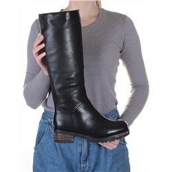 K66-A1 BLACK Сапоги зимние женские (натуральная кожа, натуральный мех (еврозима)) размер 37