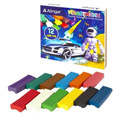 Пластилин 12цв. Alingar 180г Робот без стека  AL8523