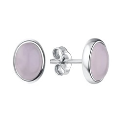 Серьги из серебра розовый кварц, Л-11084