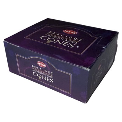 Hem Incense PRECIOUS ASSORTED CONES (Благовония конусы ДРАГОЦЕННОЕ АССОРТИ, Хем), блок 12 уп. по 10 конусов.