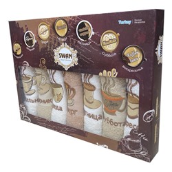 Набор махровых полотенец SWAN НЕДЕЛЬКА КОФЕ 7 пр р-р 30х50