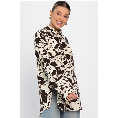 Блуза Тайна очарования (бело-коричневая) Б14432-5М