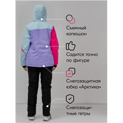 Горнолыжный костюм женский зимний фиолетового цвета 016F