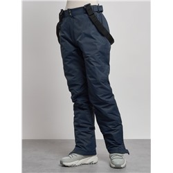 Полукомбинезон утепленный женский зимний горнолыжный темно-синего цвета 7607TS