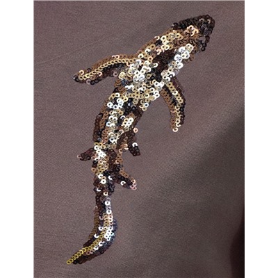 Нарядная футболка с принтом пайетками из премиального хлопка с эластаном