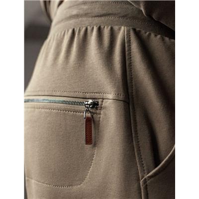 Брюки из тонкого футера с карманом на молнии