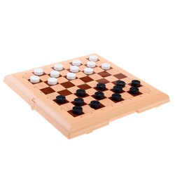 Настольная игра 2 в 1 «Шашки-Шахматы» большие (бежевые)