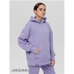 Женский худи оверсайз из футера с начесом Lingeamo сиреневый ВК-24 (32)