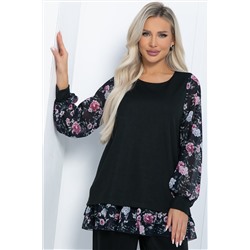 Блуза Хелли (черная/пионы) Б11363