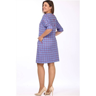 Lady Style Classic 926/11 голубой_с_красным_"Клетка", Платье
