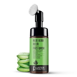 ALOE VERA NEEM Foaming Face Wash, Luster (АЛОЭ ВЕРА И НИМ пенка для умывания с силиконовой щёткой, Ластер), 100 мл.