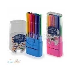 Фломастеры 12 цв. в пластик. пенале Happycolor в ассортименте Bruno Visconti 32-0036, 32-0036