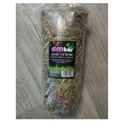 Сено Луговое "Ambar" с цветами Клевера с Шиповником 400г АГ