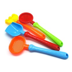 Набор для песка (лопатка,грабли, воронка, сито) 35*9см / сетка JX741-4