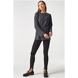 Джемпер трикотажный удлиненный приталенный серый