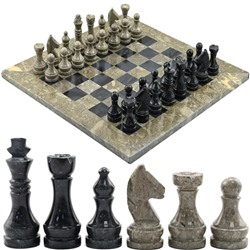 Шахматы из ракушечника с черным мрамором 370*370мм