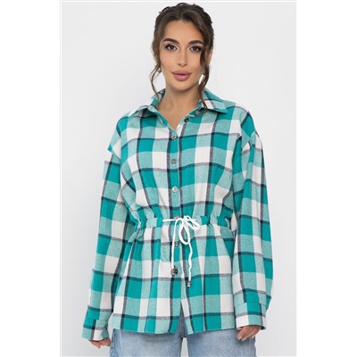 Рубашка хлопковая Джанет (бело-зеленая) Б14270-4М