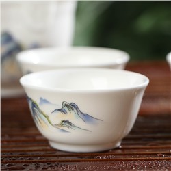 Набор чайный керамический «Восточная мудрость», 4 предмета: 3 пиалы 40 мл, гайвань 240 мл, цвет белый