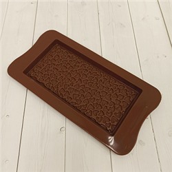 Форма силиконовая для шоколада "Шоколадная плитка сердечки" 20*10 см