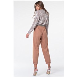 Блузка нарядная трикотажная блестящая мокко