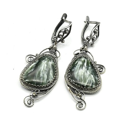 Серьги из серафинита 20*35мм.