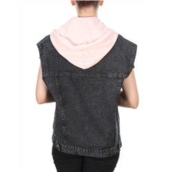 808 DARKGREY/PINK Джинсовый жилет женский (100% хлопок) размер 56 российский