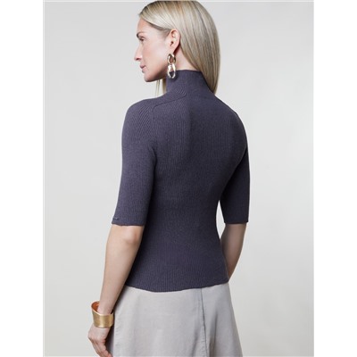 Водолазка тонкой вязки в рубчик из хлопка с нейлоном