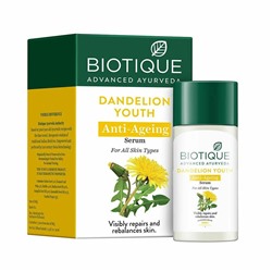 DANDELION YOUTH Anti-Ageing Serum, Biotique (ОДУВАНЧИК Антивозрастная сыворотка для лица, для всех типов кожи, Биотик), 40 мл.