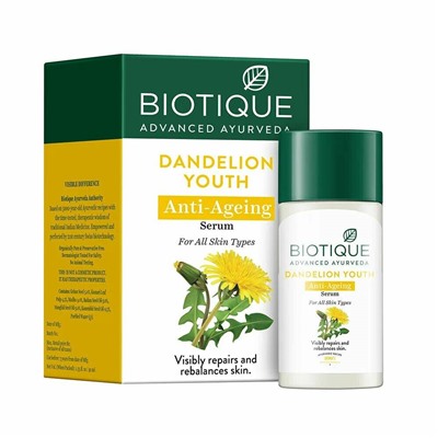 DANDELION YOUTH Anti-Ageing Serum, Biotique (ОДУВАНЧИК Антивозрастная сыворотка для лица, для всех типов кожи, Биотик), 40 мл.