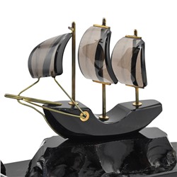 Письменный прибор из обсидиана "Парусник 2" 365*70*135мм