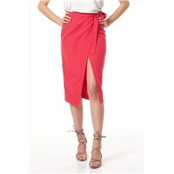 Юбка прямая с запахом красная