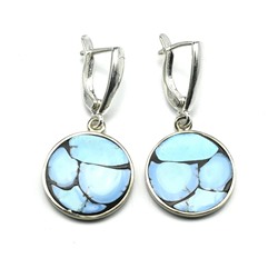 Серьги "Мозаика" из бирюзы 18мм.