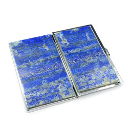 Карманная визитница с лазуритом, цвет серебристый, двухсторонняя