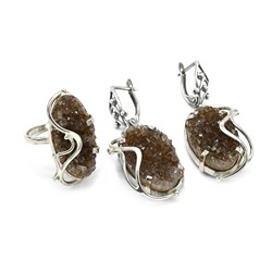 Кольцо и серьги из аметиста друза, размер-18