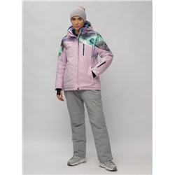 Горнолыжный костюм женский большого размера фиолетового цвета 02263F