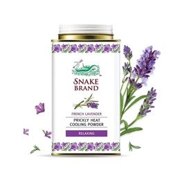 FRENCH LAVENDER Prickly Heat Cooling Powder, Relaxing, Snake Brand (Тальк ФРАНЦУЗСКАЯ ЛАВАНДА расслабление, Снейк Бренд), 140 г.