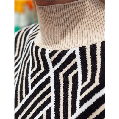 Свитер с боковыми разрезами жаккардовой вязки с кашемиром