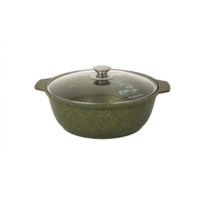 Кастрюля-жаровня 3л со стеклянной крышкой, АП линия "Trendy style" (Malachite) ж31tsml