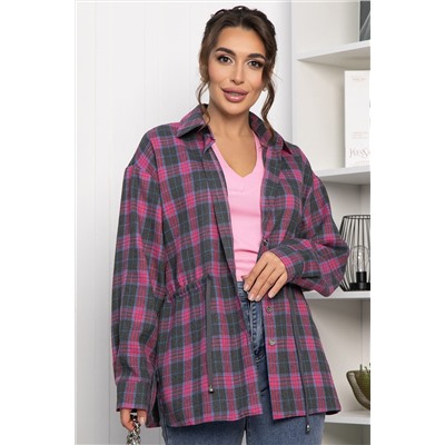 Рубашка хлопковая Джанет (розово-серая) Б14273-4М