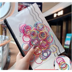 SALE!Набор резинок для волос в косметичке 98-100 шт. Цвет Микс.