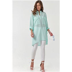 Туника летняя с длинным рукавом из хлопка мятная