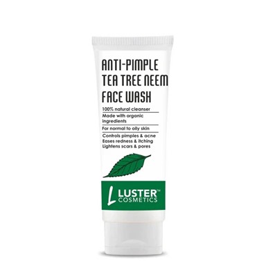 ANTI-PIMPLE TEA TREE NEEM Face Wash, Luster (Гель для умывания ПРОТИВ ПРЫЩЕЙ с маслом чайного дерева и нимом, Ластер), 100 мл.