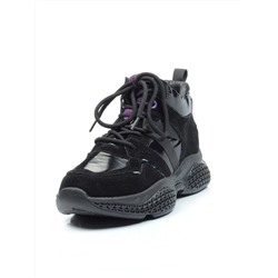 CSJ33-2 VIOLET/BLACK Ботинки спортивные демисезонные женские (натуральная замша, байка) размер 36