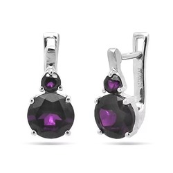 Серьги из серебра аметист, Пиллон